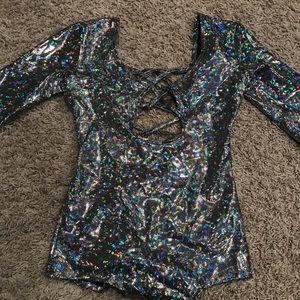 RAVE BLACK HOLOGRAPHIC BODYSUIT